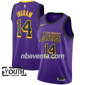 Camiseta Niños Los Angeles Lakers Brandon Ingram 14 2018-19 Nike City Edition Violeta Swingman